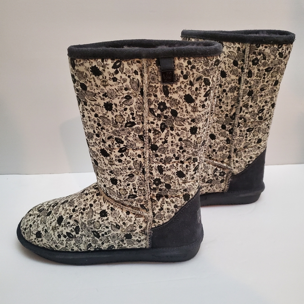 Bearpaw Womens Ivy Charcoal Floral Boots Size 7 - Picture 4 of 8